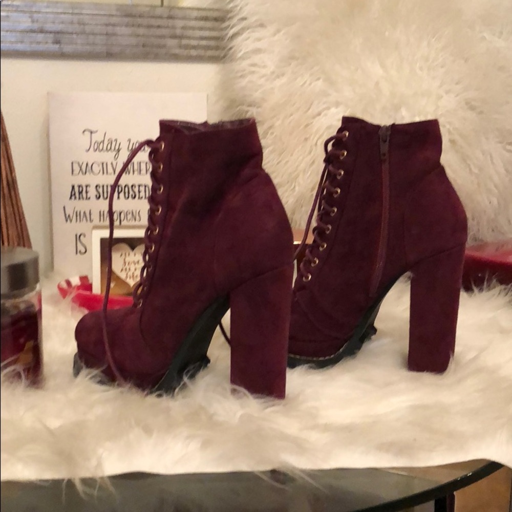 Maroon ankle boots